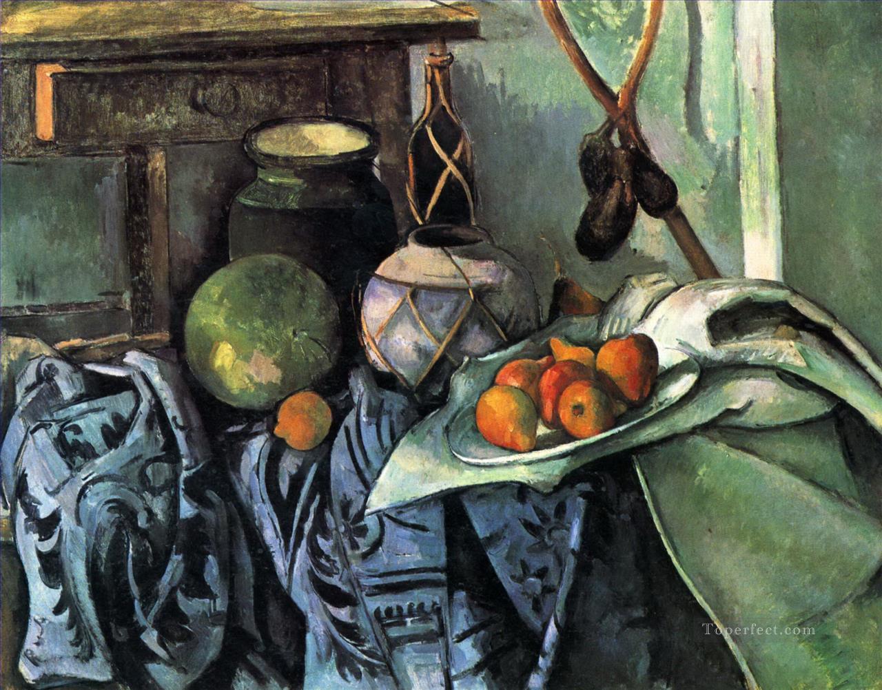 Still Life with a Ginger Jar and Eggplants Paul Cezanne Oil Paintings